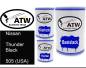Preview: Nissan, Thunder Black, 505 (USA): 500ml Lackdose + 500ml Klarlack + 250ml Härter - Set, von ATW Autoteile West.